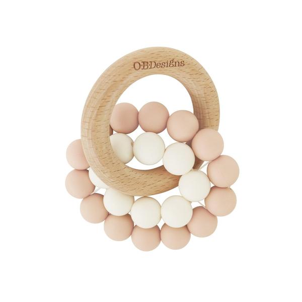 Blush Pink | Eco-Friendly Teether | Organic Beechwood Silicone Toy